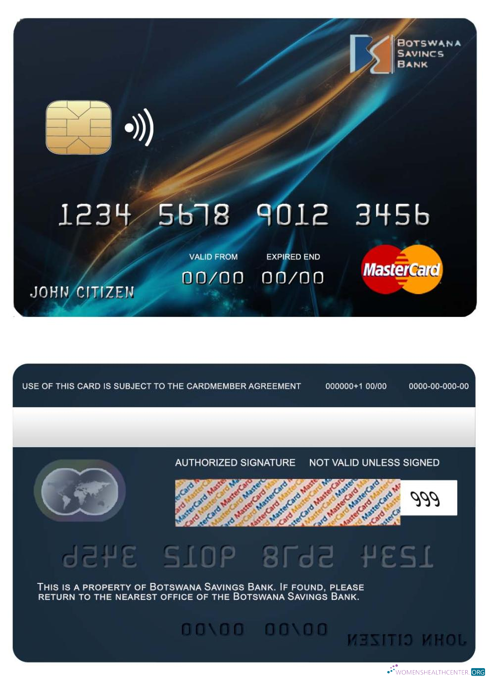 Download Botswana Savings bank mastercard Photoshop template